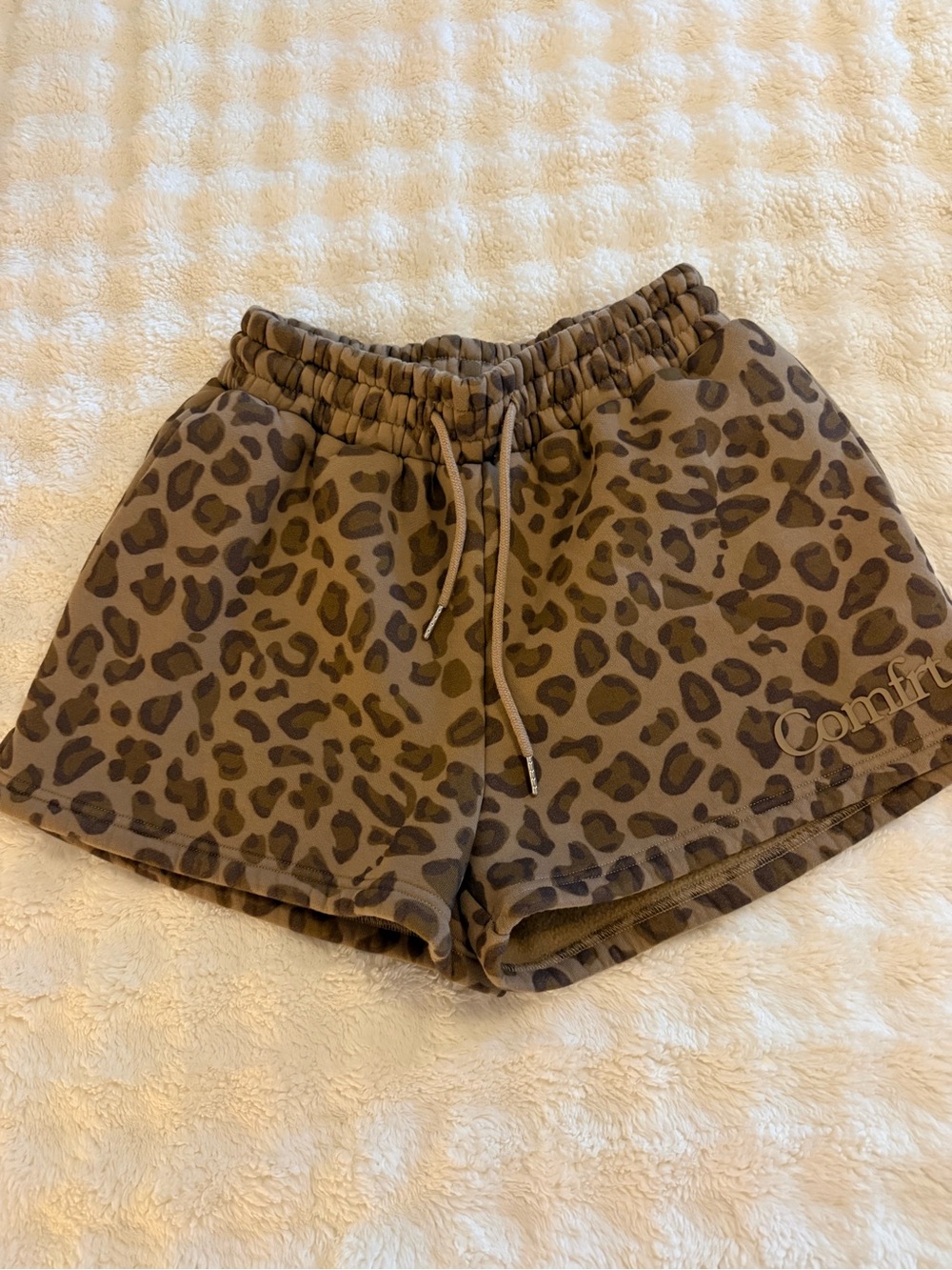 Comfort Colors Leopard-Print Athletic Drawstring Shorts - Brown